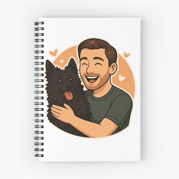 Item preview, Dynamic Duo: Man & Croatian Sheepdog Cartoon designed and sold by GoodyPaws.