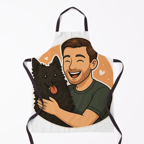 Item preview, Dynamic Duo: Man & Croatian Sheepdog Cartoon designed and sold by GoodyPaws.