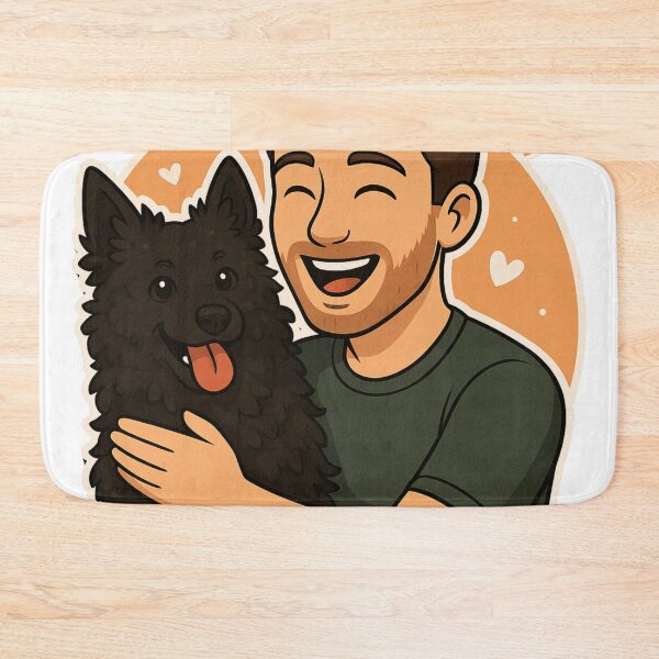 Item preview, Dynamic Duo: Man & Croatian Sheepdog Cartoon designed and sold by GoodyPaws.