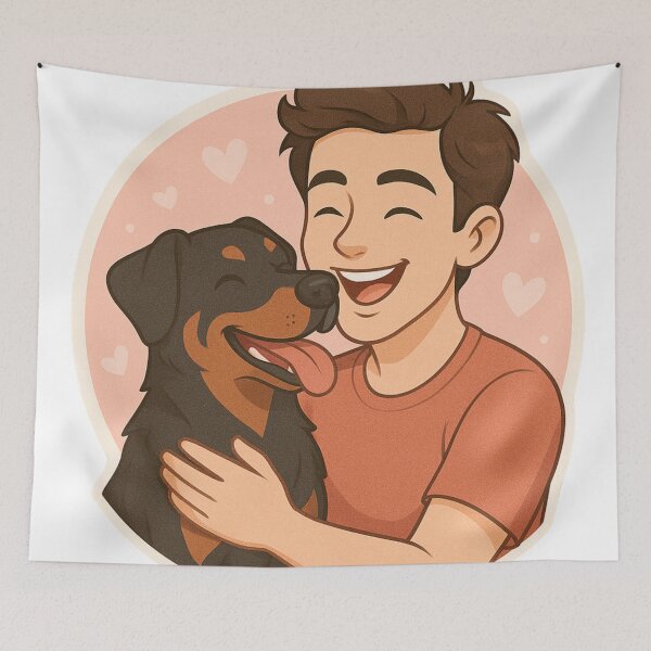 Item preview, Strength & Loyalty: Man & Beauceron Cartoon designed and sold by GoodyPaws.