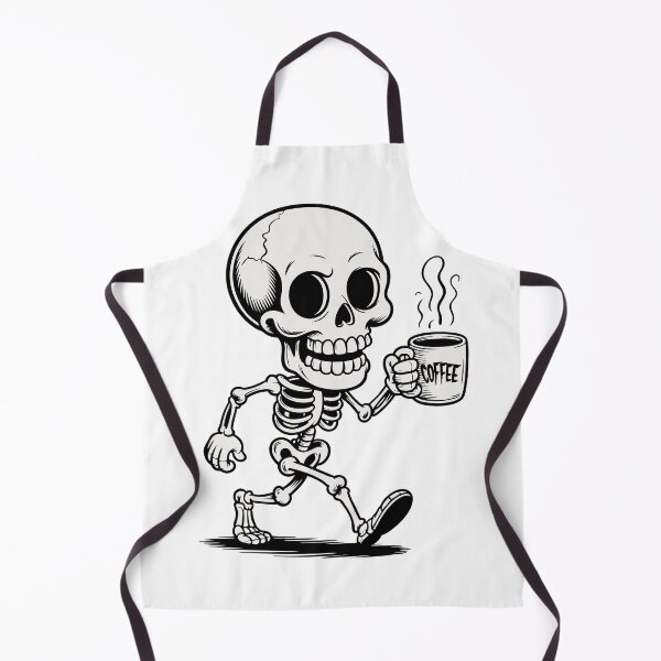 Item preview, Happy Skeleton Walking with Coffee Mug – Vintage Cartoon Vector designed and sold by AFernandesDSG.