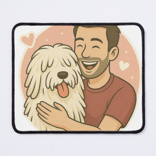 Item preview, Guardian Bond: Man & Komondor Cartoon designed and sold by GoodyPaws.