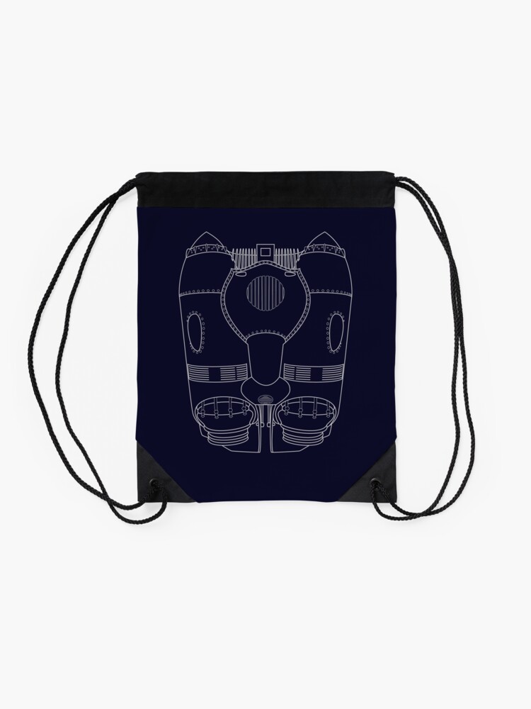 Alternate view of Rocketeer Rocket Jetpack Schematics Drawstring Bag