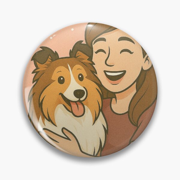 Item preview, Graceful Companions: Woman & Shetland Sheepdog Cartoon designed and sold by GoodyPaws.