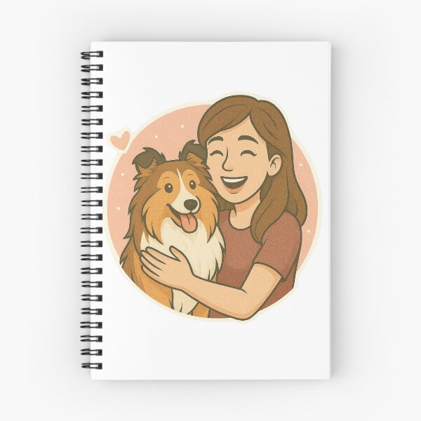 Item preview, Graceful Companions: Woman & Shetland Sheepdog Cartoon designed and sold by GoodyPaws.