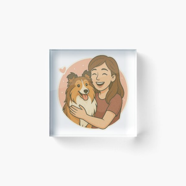 Item preview, Graceful Companions: Woman & Shetland Sheepdog Cartoon designed and sold by GoodyPaws.
