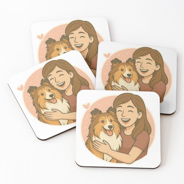 Item preview, Graceful Companions: Woman & Shetland Sheepdog Cartoon designed and sold by GoodyPaws.