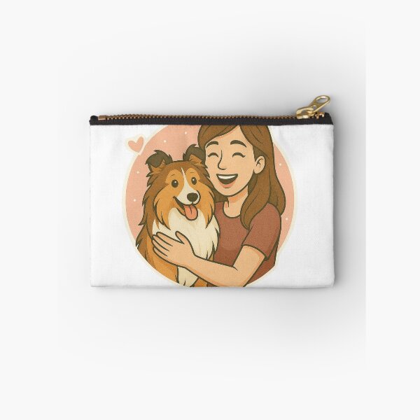 Item preview, Graceful Companions: Woman & Shetland Sheepdog Cartoon designed and sold by GoodyPaws.