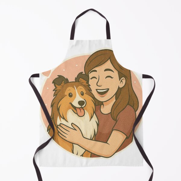 Item preview, Graceful Companions: Woman & Shetland Sheepdog Cartoon designed and sold by GoodyPaws.