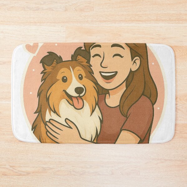 Item preview, Graceful Companions: Woman & Shetland Sheepdog Cartoon designed and sold by GoodyPaws.