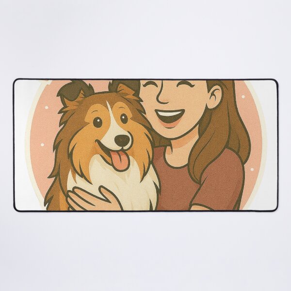 Item preview, Graceful Companions: Woman & Shetland Sheepdog Cartoon designed and sold by GoodyPaws.