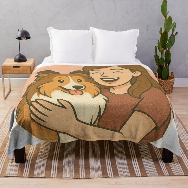 Item preview, Graceful Companions: Woman & Shetland Sheepdog Cartoon designed and sold by GoodyPaws.