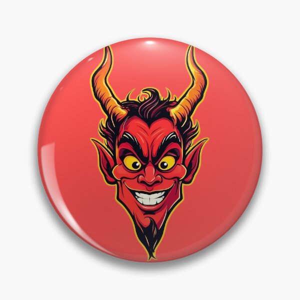 Item preview, Smiling Red Devil Head with Fiery Horns – Cartoon Style designed and sold by PrintBreeze.