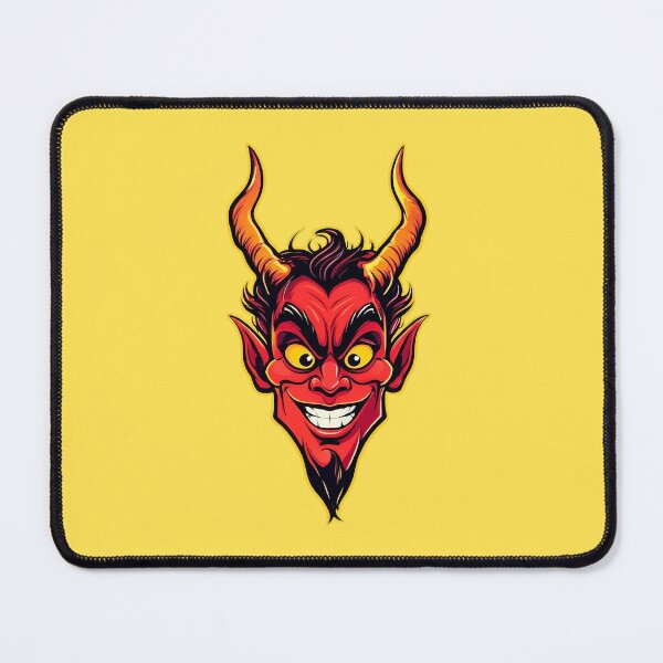 Item preview, Smiling Red Devil Head with Fiery Horns – Cartoon Style designed and sold by PrintBreeze.