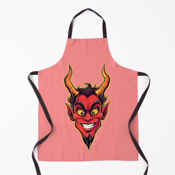 Item preview, Smiling Red Devil Head with Fiery Horns – Cartoon Style designed and sold by PrintBreeze.