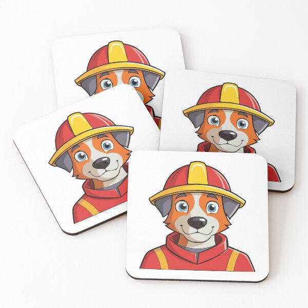 Item preview, Cartoon Firefighter Dog – Puppy in Red Uniform and Helmet. designed and sold by GregorySmithRed.