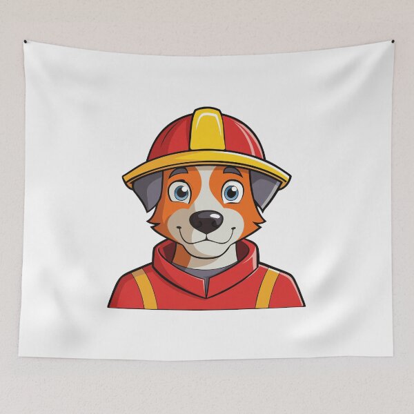 Item preview, Cartoon Firefighter Dog – Puppy in Red Uniform and Helmet. designed and sold by GregorySmithRed.