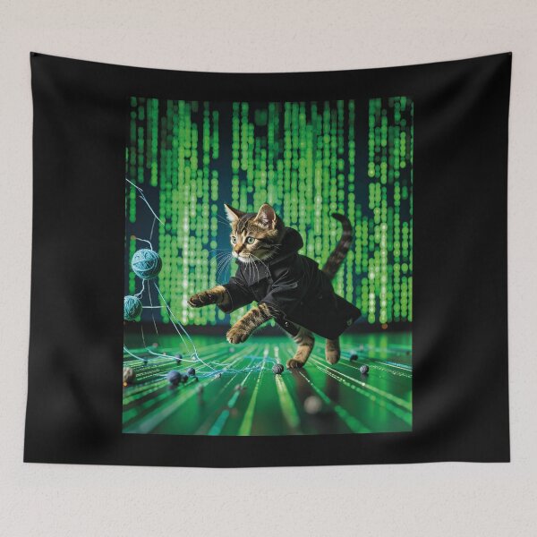 Item preview, The Meowtrix: Hacker Kitten vs. Yarn Code designed and sold by FluffyCat06.