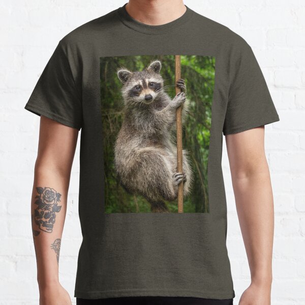 Raccoon Pole Dancer - Wildlife in the Bird Yard Classic T-Shirt