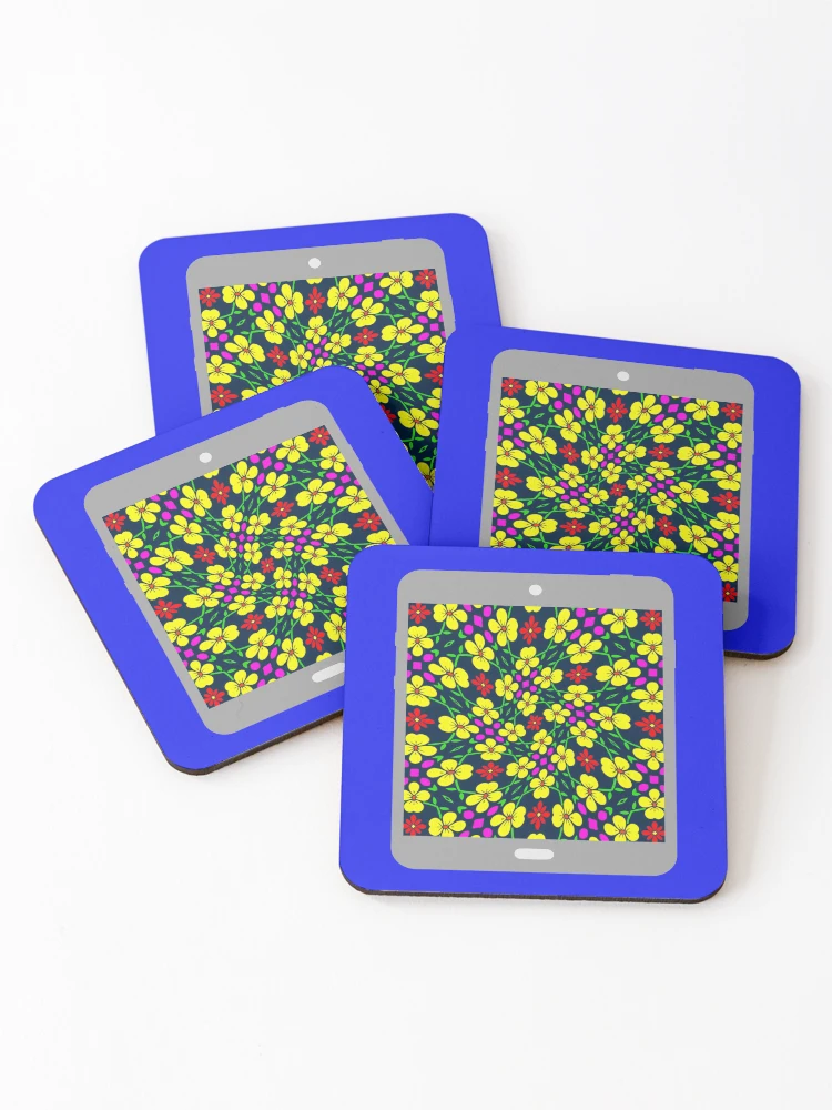 Thumbnail 1 of 5, Coasters (Set of 4), Colorful Background Flowers Pattern designed and sold by Patternflower.