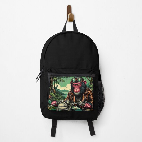 Item preview, a monkey riding an old motorcycle in the forest designed and sold by Dogandesighn.