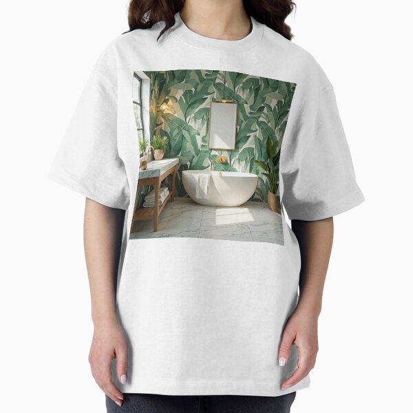 Item preview, Apartment Decorating - Lush Tropical Bathroom with Banana Leaf Wallpaper designed and sold by Dreams--Cape.