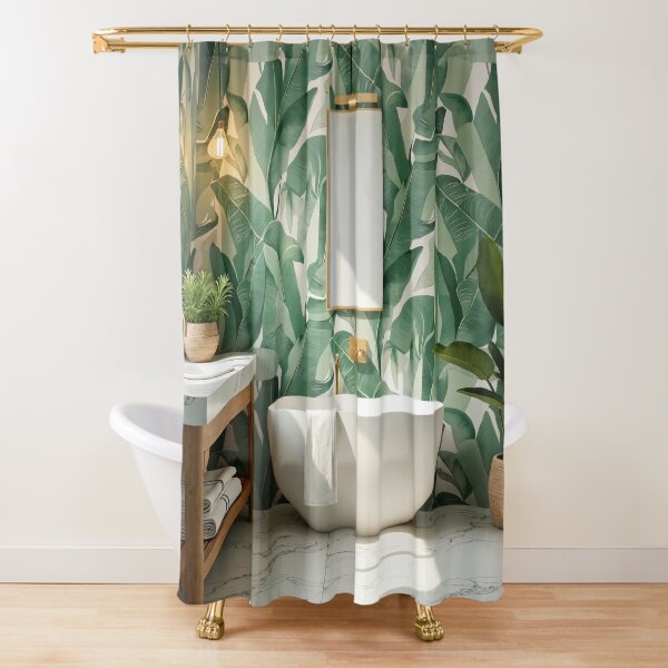Item preview, Apartment Decorating - Lush Tropical Bathroom with Banana Leaf Wallpaper designed and sold by Dreams--Cape.