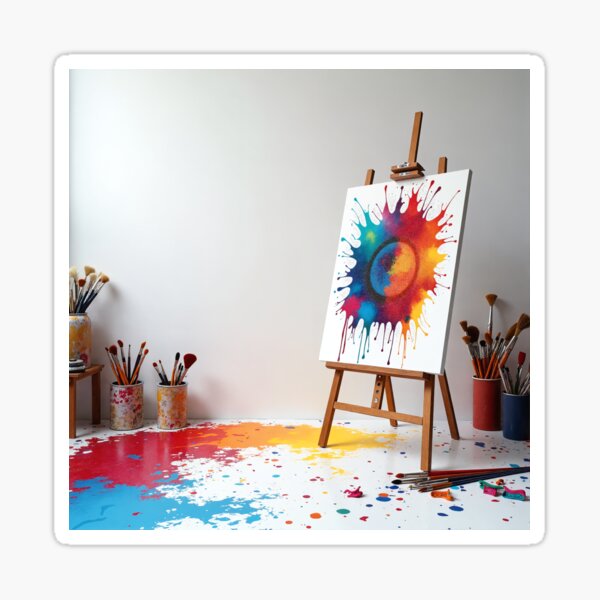 Item preview, Apartment Decorating - Vibrant Art Studio with Paint Splatters and Easel designed and sold by Dreams--Cape.