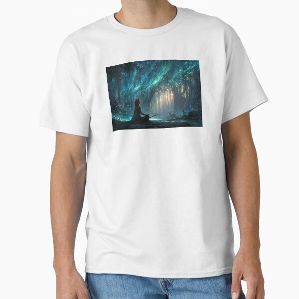 Item preview, Celtic Forest Meditation – Druid Under Aurora with Spirit Stags designed and sold by Tommy Studio.