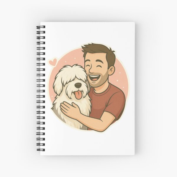 Item preview, Big Fluff, Big Heart: Man & Old English Sheepdog Cartoon designed and sold by GoodyPaws.