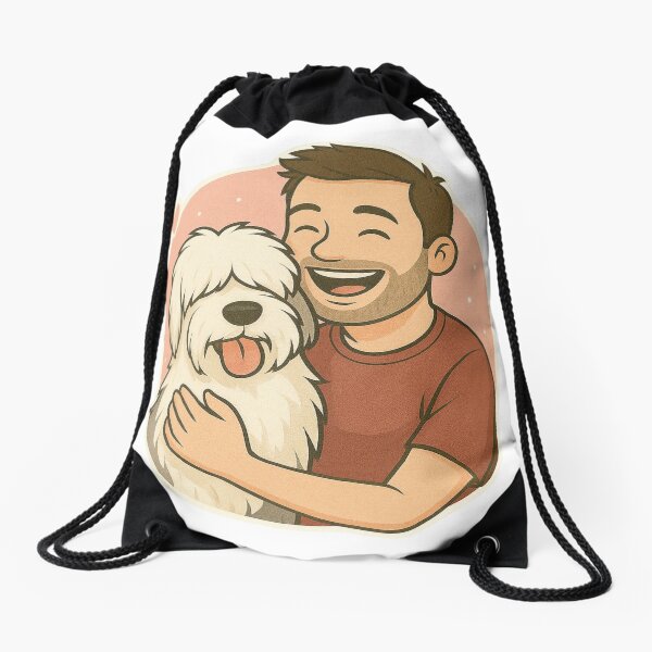 Item preview, Big Fluff, Big Heart: Man & Old English Sheepdog Cartoon designed and sold by GoodyPaws.