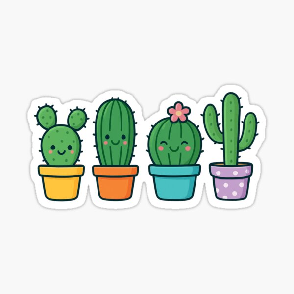 Item preview, Kawaii Cactus in Terracotta Pot – Cute Cartoon Plant Illustration designed and sold by B-M-Store.