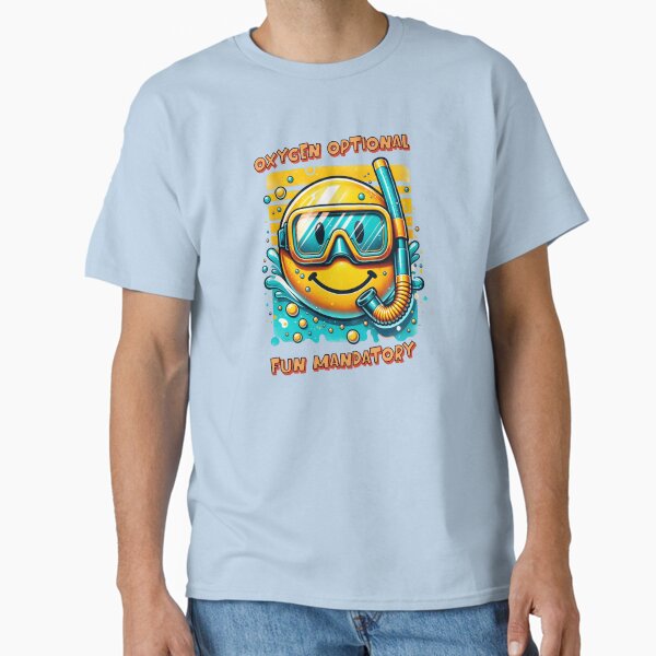 Item preview, Oxygen Optional Fun Mandatory | Funny Scuba Diving Smiley Design | Retro Dive Humor Shirt for Ocean Lovers designed and sold by AnalajiaDesigns.
