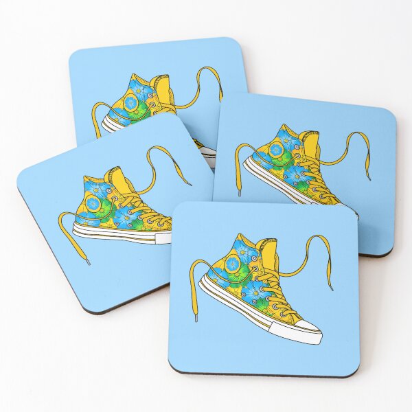 Item preview, Flower pattern yellow, blue, green high tops designed and sold by MickeyEdwards.