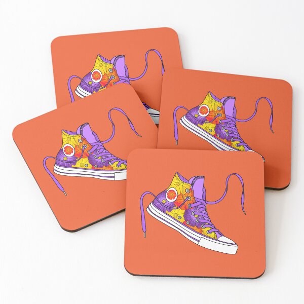 Item preview, Flower pattern purple, yellow & red high tops designed and sold by MickeyEdwards.