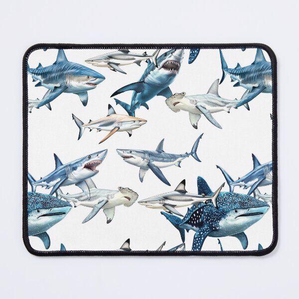 Item preview, Shark Watercolor Pattern designed and sold by ColorFlowArt.