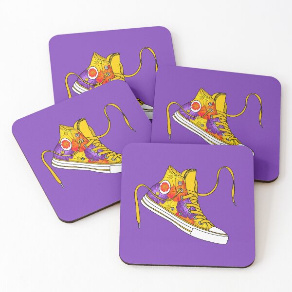 Item preview, Flower pattern purple, red & yellow high tops designed and sold by MickeyEdwards.