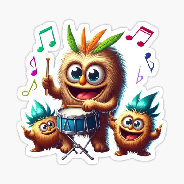 Item preview, Funny Strange Drums #01 – Cute Cartoon Music Art designed and sold by MyAceCrafts.