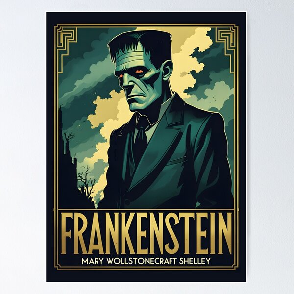 Item preview, A Vintage Poster of Frankenstein - Mary Wollstonecraft Shelley  designed and sold by GoodOldVintage.