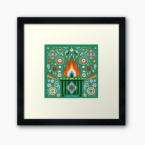 Item preview, Scandinavian Folk Art Illuminated Torch Green Dumpster Fire by heidiannemorris © designed and sold by FOLK ART FUSION by heidiannemorris.