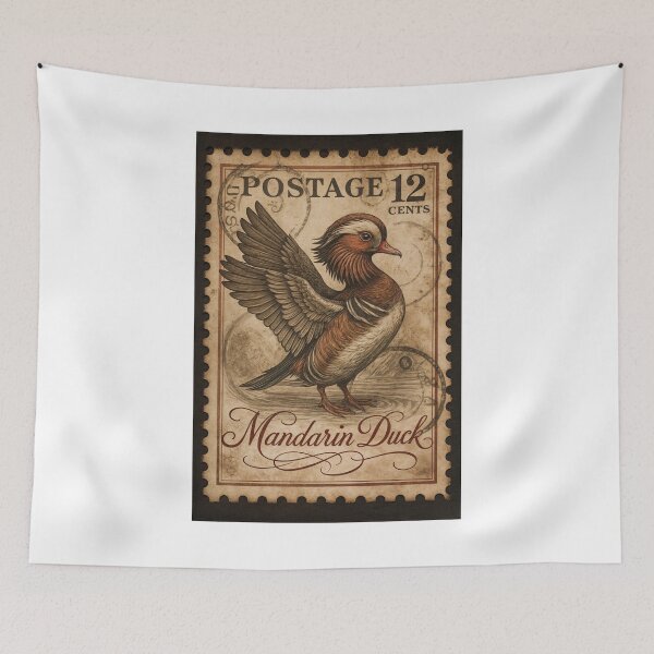 Item preview, Vintage Mandarin Duck Postage Stamp Design designed and sold by ForeverPrintsOK.