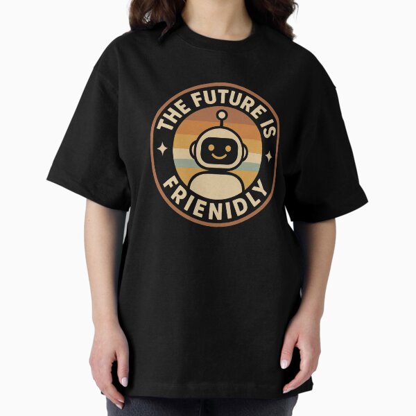 Item preview, The Future Is Friendly – Retro Futurism Badge designed and sold by PixelPunx.