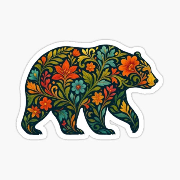 Item preview, Floral Bear – Botanical Folk Art Animal | Boho Nature Inspired Bear Design designed and sold by No Pressure Studio.