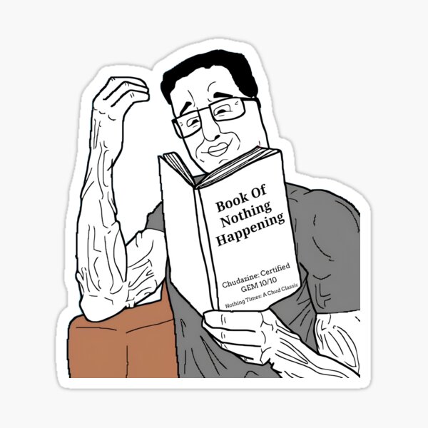 Vista previa del artículo con la obra «Chud leyendo el libro donde no pasa nada», diseñado y vendido por cernaut.