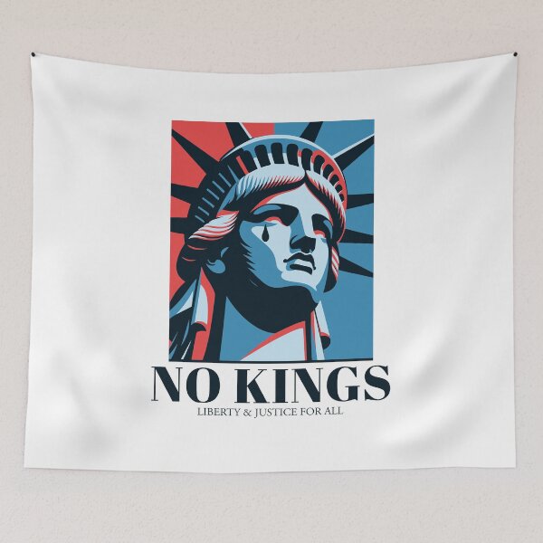 Item preview, No Kings in the USA Lady Liberty Cries for Freedom Political Protest Art Light Background designed and sold by darkskydelights.