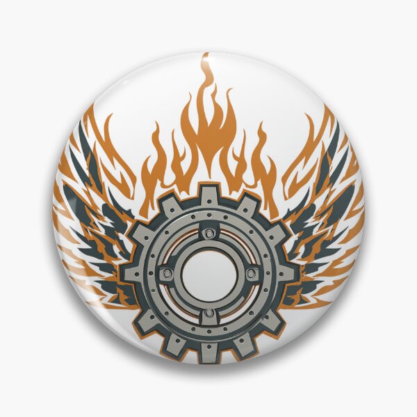 Item preview, Flaming Gear Emblem – Mechanical Wings of Fire designed and sold by Alphakenon.