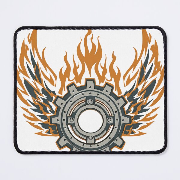 Item preview, Flaming Gear Emblem – Mechanical Wings of Fire designed and sold by Alphakenon.