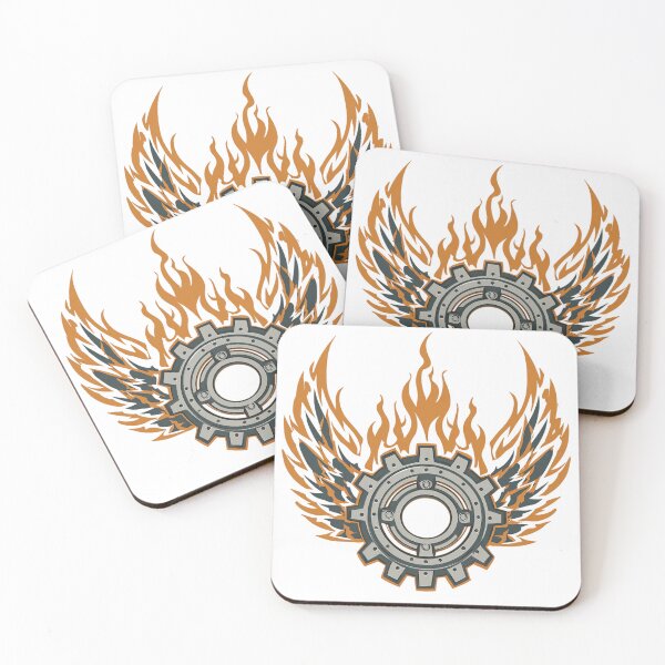 Item preview, Flaming Gear Emblem – Mechanical Wings of Fire designed and sold by Alphakenon.