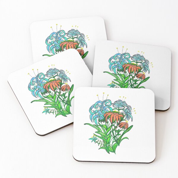 Item preview, Original Wildflower Explosion – Orange, Blue & Aqua Botanical Art in Ink & Markers designed and sold by vwalterson.