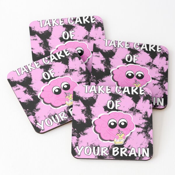 Item preview, Take Care of Your Brain- pink & black designed and sold by LaurenEhretArt.